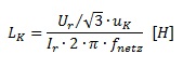 Формула расчета сетевой индуктивной нагрузки трансформатора