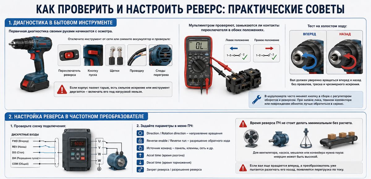 Схема как проверить и настроить реверс