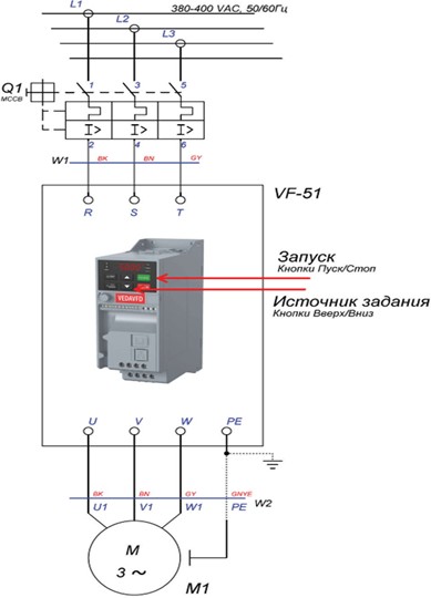 Схема подключения частотного преобразователяк